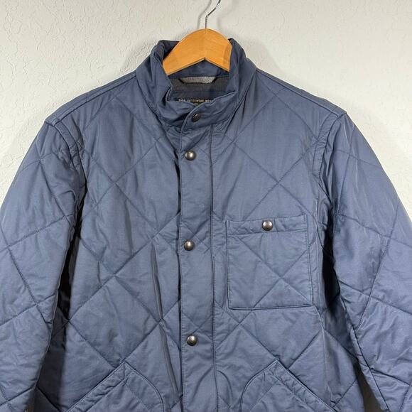 Men’s J. Crew Sussex Quilted Jacket Navy Thermore Full Zip Snap Closure Size S - Picture 7 of 9